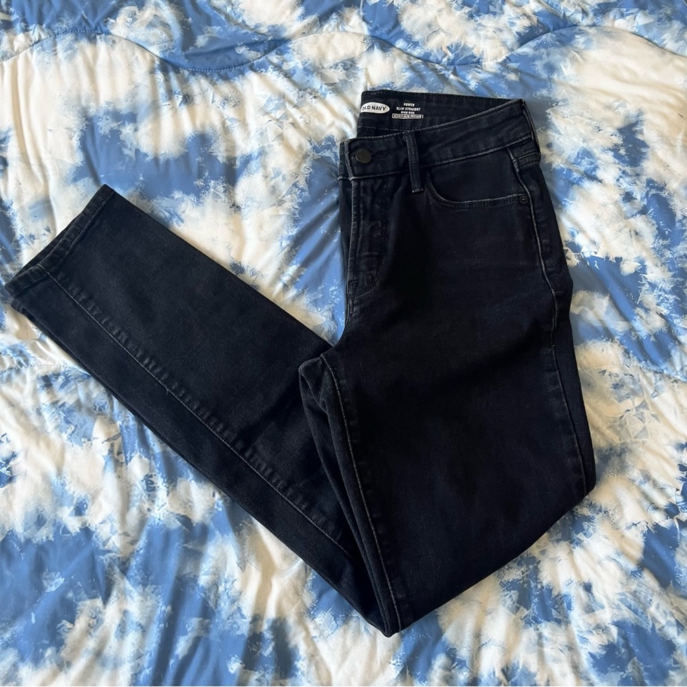 Old navy Women's black jeans❤︎Size 2❤︎Powerslim❤︎straight leg❤︎high rise❤︎